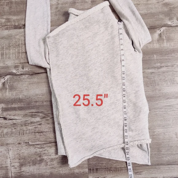 Abercrombie & Fitch Sherpa Lined Gray Cardigan Jacket Open Front Sz XS/S - Picture 4 of 11